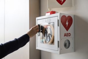 Person accessing AED 